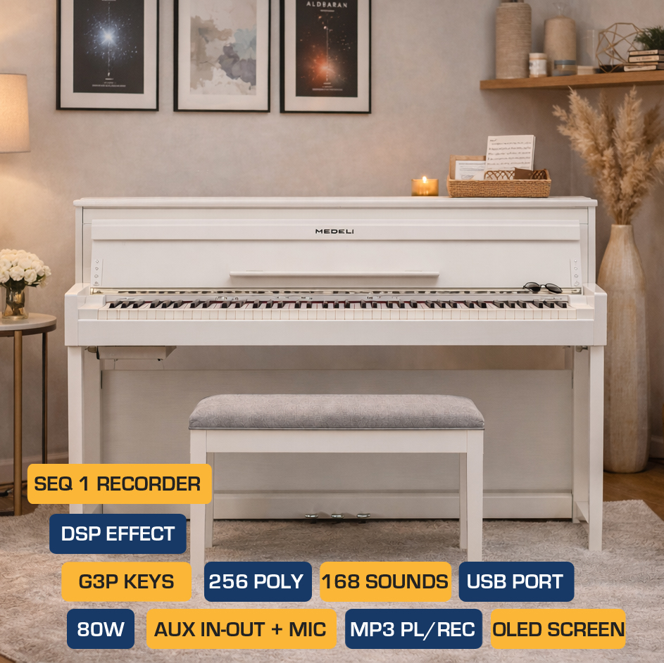 Medeli DP650K White full upright digital piano